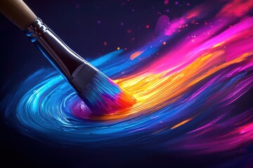 Fototapeta premium Abstract art scene close-up of vibrant brushstrokes and colorful creative expression