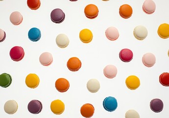 Colorful Macarons in a Vibrant Pattern on a Light Background