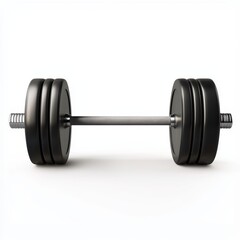 barbell with heavy weight plates, isolated on white