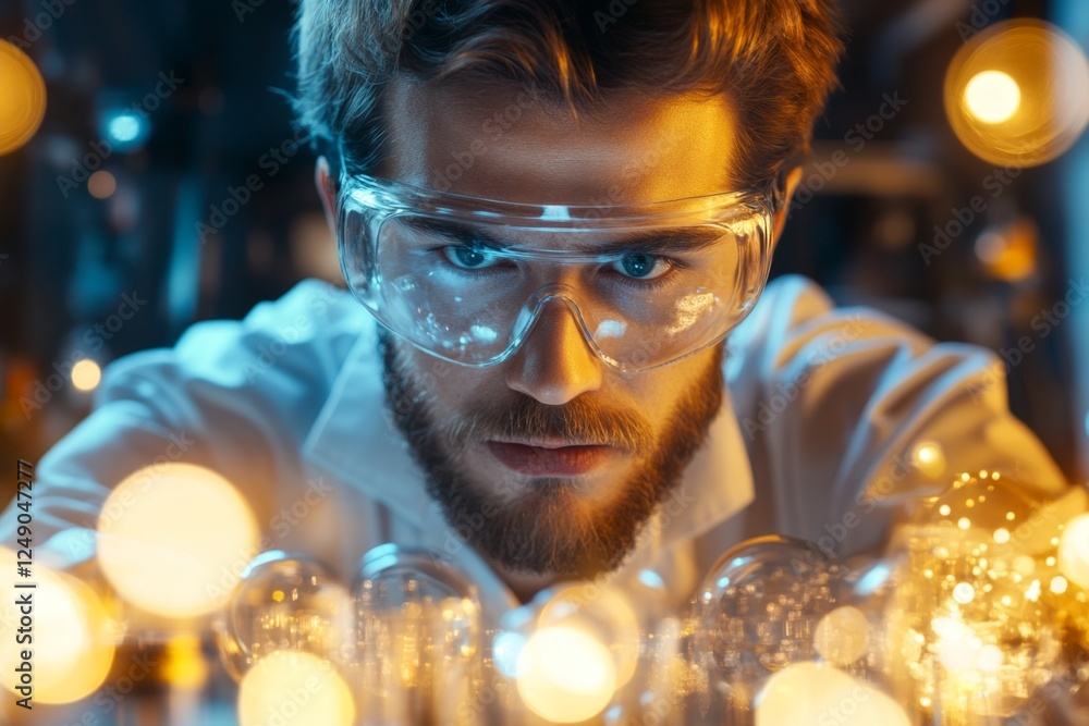 Poster A forensic scientist analyzing DNA samples in a high-tech crime lab