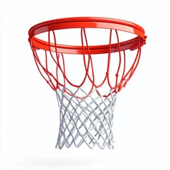basketball hoop with a red net, isolated on white