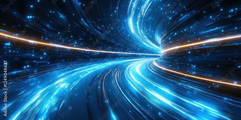 Poster abstract blue light motion blur background representing fast speed and dynamic movement with vibrant