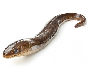 Obraz premium Freshly caught eel lies on a bright white surface