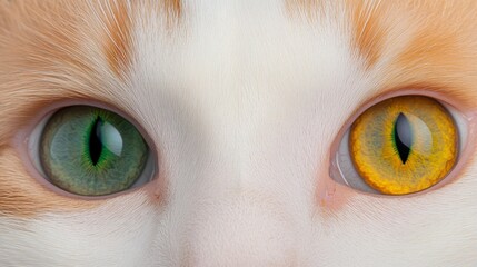 Close-Up View of Cat Eyes with Unique Color Variation and Detail