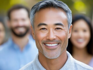 Obraz premium portrait of a smiling middle-aged man with a group