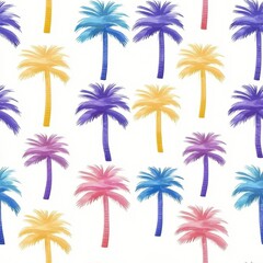 Obraz premium Soft Pastel Tropical Palm Trees with Vibrant Shades on Light Background