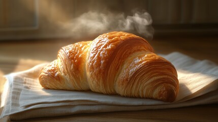 Freshly baked delicious croissants