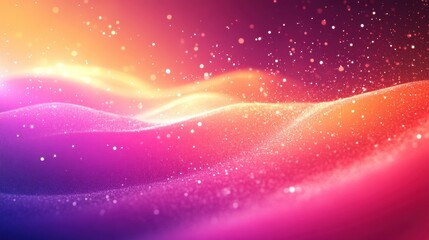 Obraz premium Glittering abstract wave, vibrant colors, dark background, website banner