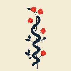 Abstract Floral Design with Red Flowers