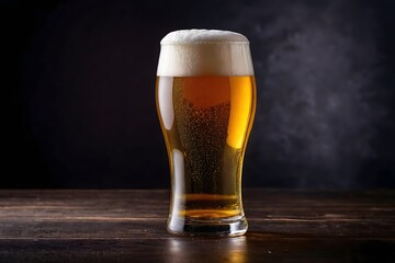 Glass of beer on dark background