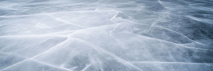 Obraz premium Ice covering a lake surface, featuring cracks and patterns, offers a beautiful natural winter background with varying shades of blue and white