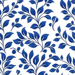 Fototapeta premium Elegant Blue and White Floral Tile Motif Seamless Pattern for Decor Use