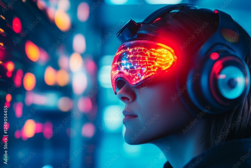 Poster a neuroscientist examining brain activity using an eeg machine in a research facility