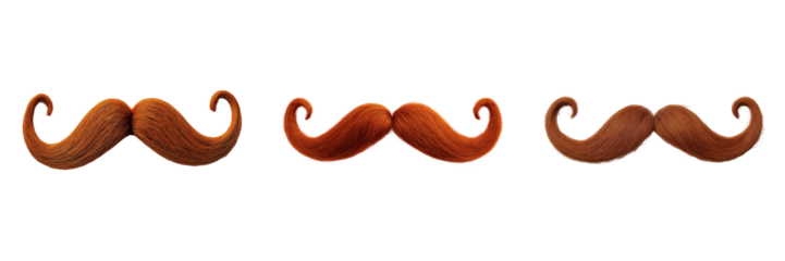 Collection of Brown Mustaches on Transparent Background