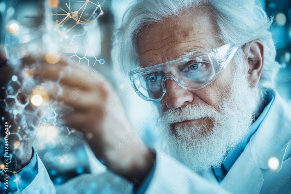 Poster a scientist citing previous research while drafting a scientific report in a laboratory