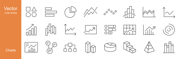 Charts Icons - Vector Line. Editable Stroke.