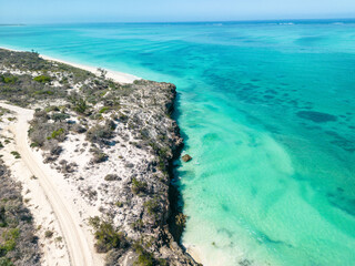 Aerial view of the coast from Ifaty to Mamirano bay in Madagascar