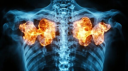 Medical X-Ray Imaging of inflamed shoulder joints, showing Acromioclavicular Joint pain