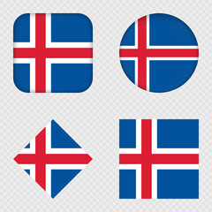 Iceland Flag Icons Pack. Vector illustration.