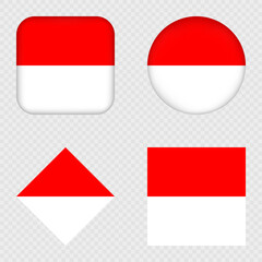 Indonesia Flag Icons Pack. Vector illustration.