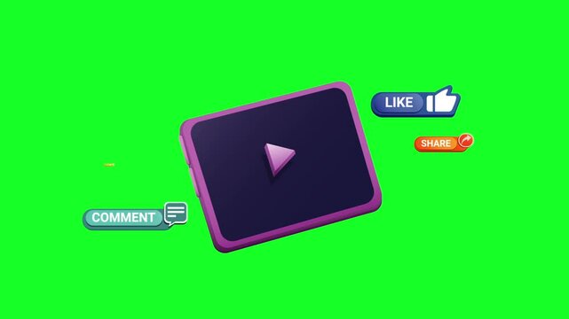 3d Clay Tablet Device With Pop Up Message Subsribe Symbol for Channel Streaming Video Concept Animated 