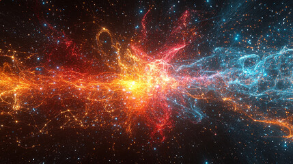 Colorful cosmic explosion with vibrant energy and stars