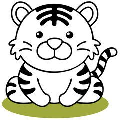 Cute Tiger Vector Graphic Art Illustration