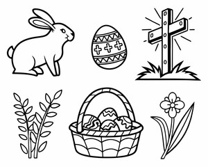 Fototapeta premium 6-Easter Day Set Vector Illustration