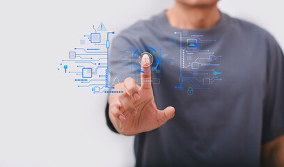 Cyber security and privacy concepts to protect data, lock mark cybersecurity internet, virtual screen interfaces. cyber security.