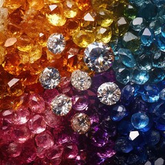 Colorful Variety of Gemstones and Crystals Sparkling in Light