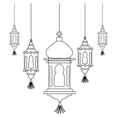 Islamic icon lantern template design vector