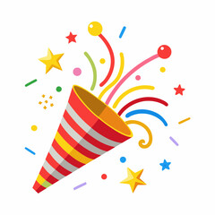 party hats and confetti