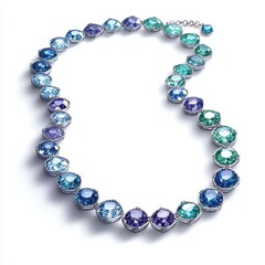 Fototapeta premium Elegant Multi-Colored Gemstone Necklace on White Background