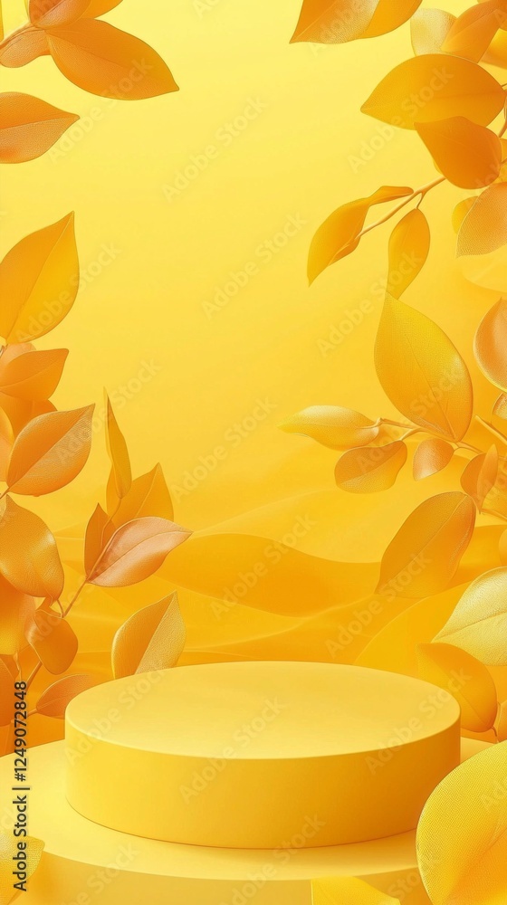 Poster featuring a bright yellow backdrop with elegant leaf accents, this setting is perfect for highlighti