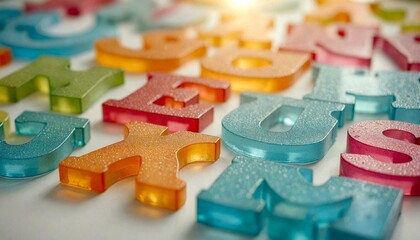 Naklejka premium Close-up Glistening Colorful Plastic Letters