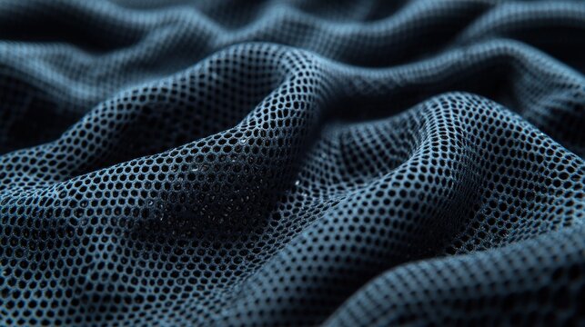 Close-up view of dark blue textured fabric