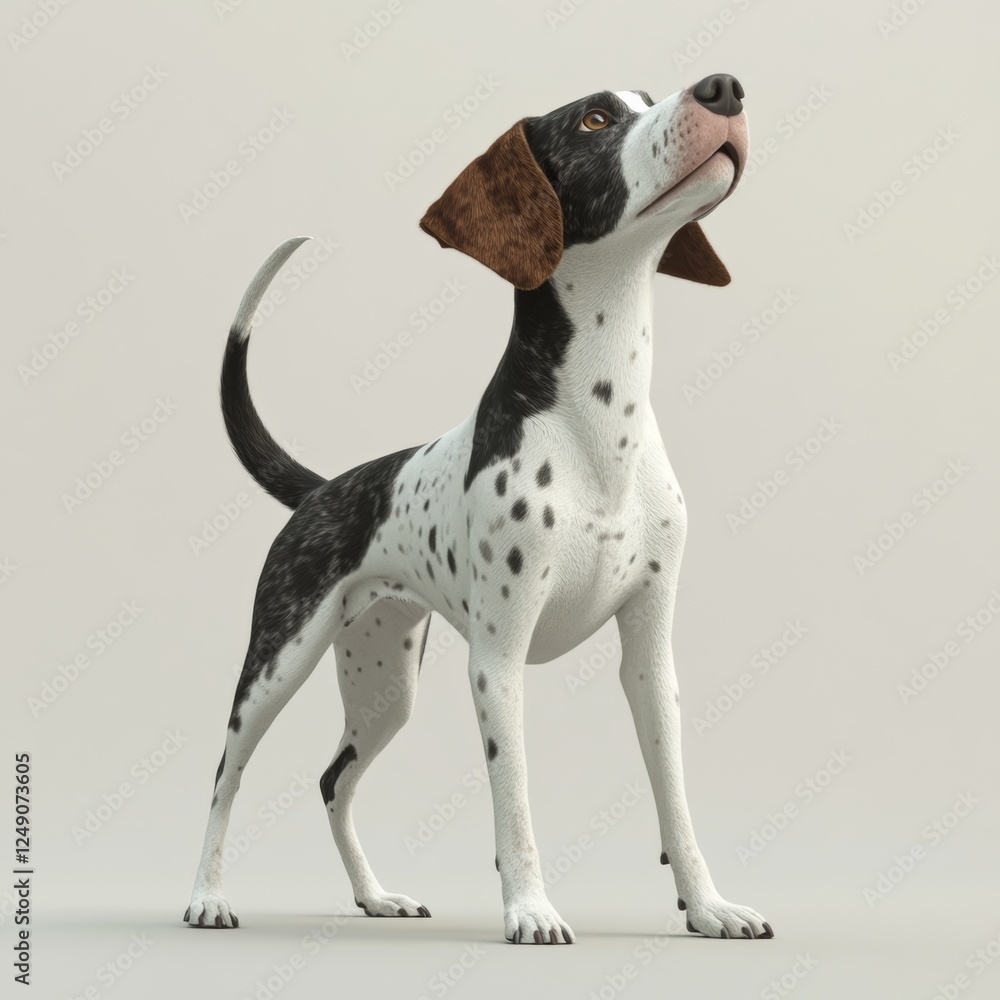 Poster playful pointer dog in stance with ears pointed upwards