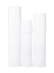 Many different glue sticks isolated on white