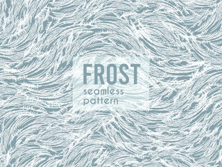 Frosty ice pattern on the window, seamless pattern, winter background, fresh cool hand drawn complicated graphic vector illustration