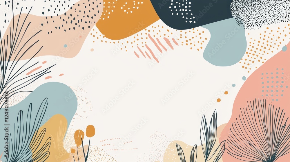 Poster this vibrant backdrop showcases a delightful array of hand-drawn shapes, playful doodles, and organi