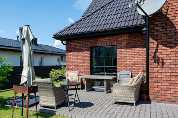 cozy terrace and villa exterior, 3d render