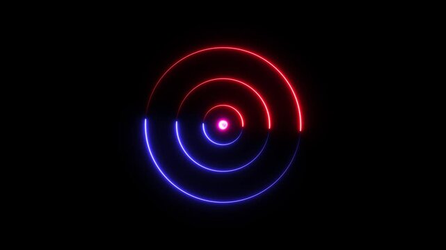 Neon glowing bullseye target background animation. Target Acquisition icon 4k video footage.