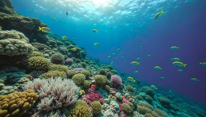 Naklejka premium Colorful fish swimming in vibrant coral reef