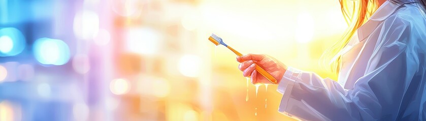 Bright Concept of Dental Care with Toothbrush in Doctor's Hand