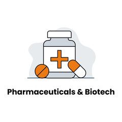 Pharmaceuticals and Biotech Icon, Drug Development and Medical Innovation Symbol
