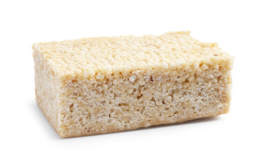 Delicious puffed rice bar isolated on white