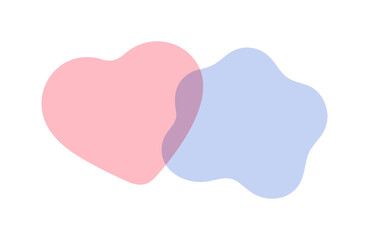 重なりあったハートとふにゃふにゃな形 - シンプルでかわいいフレームやあしらいのイラスト素材