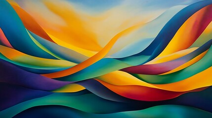 Vibrant Abstract Oil Painting: Flowing Colors and Dynamic Forms AI Generated