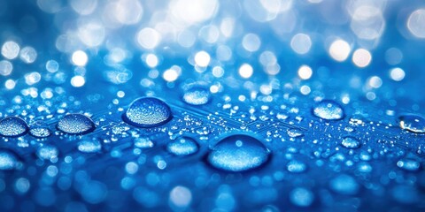 Close Up of Water Droplets on an Electronic Circuit Board with Blue Bokeh Background, Abstract Technology Concept, Macro Photography, High Detail