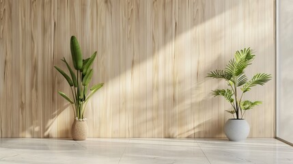 Light wooden panels arranged horizontally, creating a calming minimalist look with natural grain and soft, warm tones.